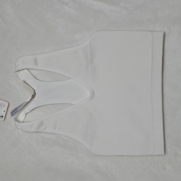 FP Movement Free Throw Crop Tank Top White Ribbed Racerback - Picture 4 of 11